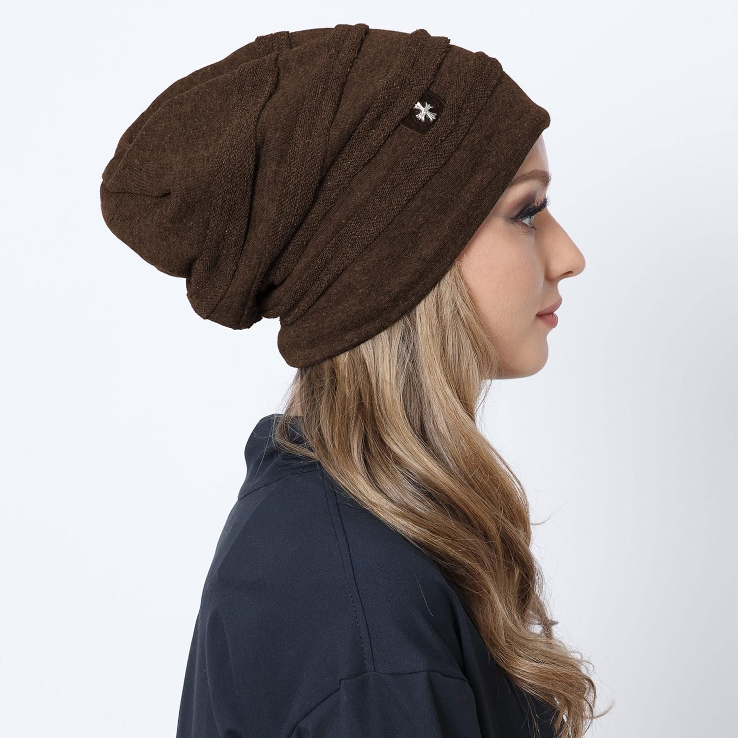 Chemo Slouchy Style Baggy Beanie Cancer Headwear for Women Fleece Lining Winter Hat - Image 4