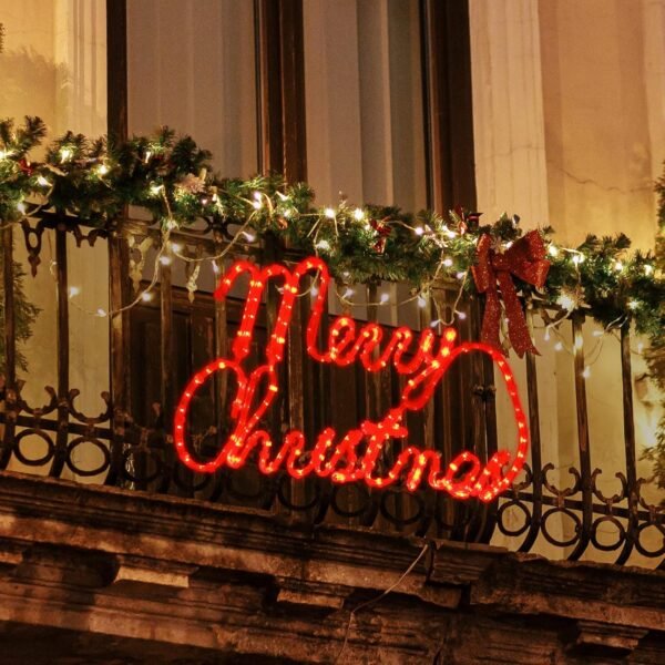 [Large 24"x13.5" 180 LED Merry Christmas Neon Motif Super-Bright Red LEDs Outdoor Christmas Decoration with UL Standard Adaptor Waterproof for Outdoor Home Party Wall Hanging Holiday - Image 7