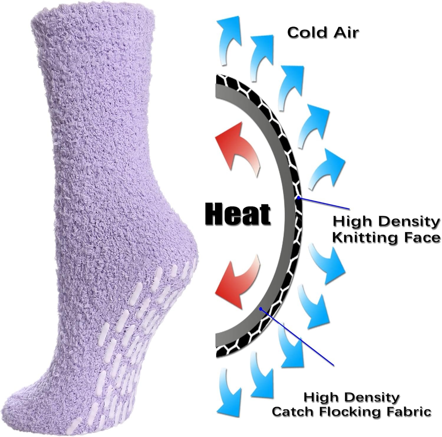 FNOVCO Non Slip Socks for Women Winter Warm Cozy Fuzzy Slipper Socks Soft Fluffy Hospital Socks with Grips - Image 6