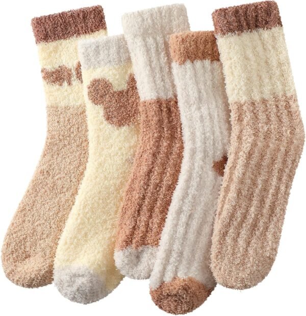 Fuzzy Socks for Women - Cozy Socks for Women 5 Pairs - Image 2