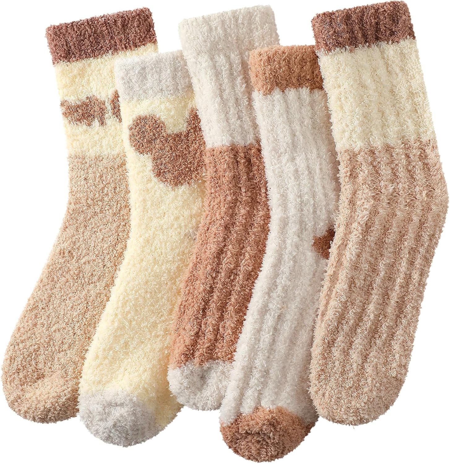 Fuzzy Socks for Women - Cozy Socks for Women 5 Pairs - Image 2