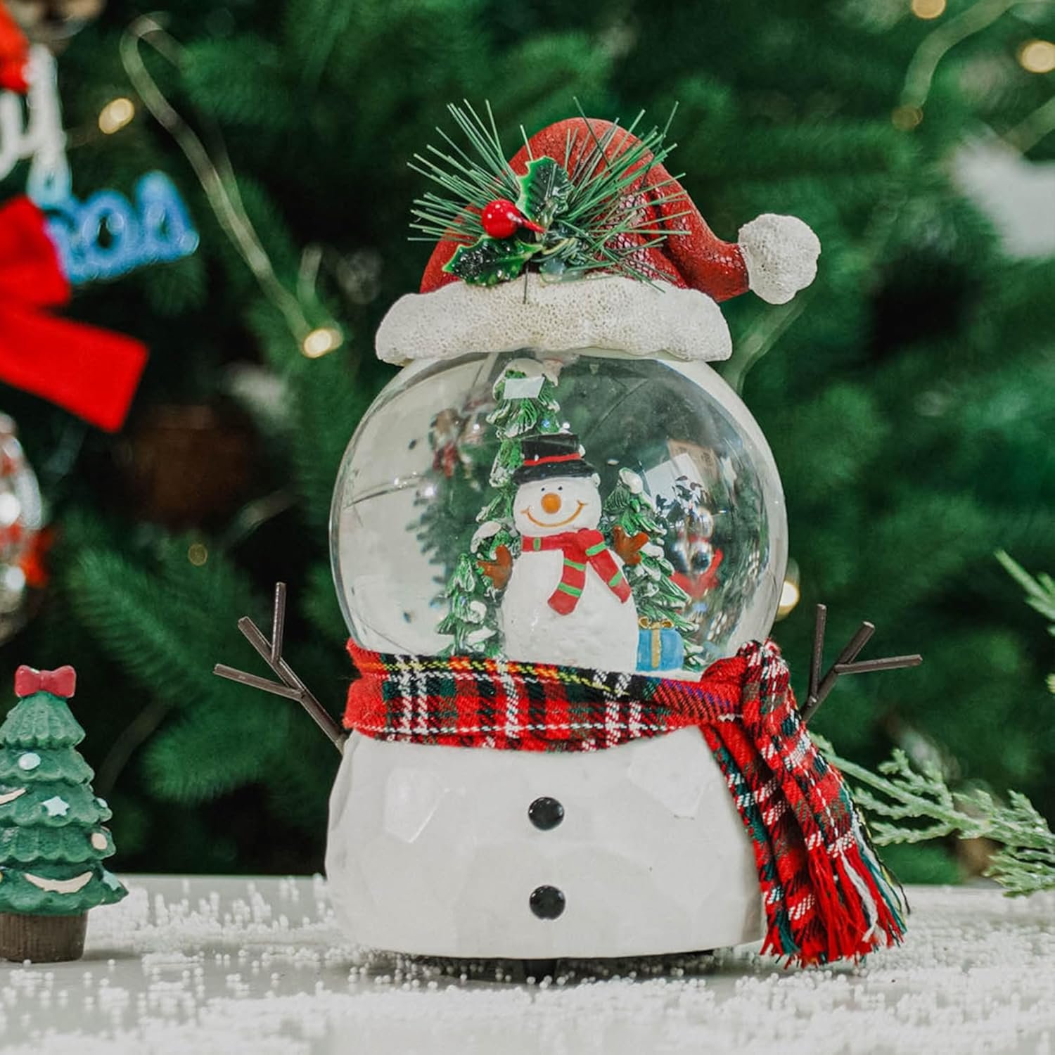 100mm Christmas Snow Globe, Glitter Music Water Snowball, Snowman, Santa Claus, Music Box, Christmas Decoration, Xmas Decor for Holiday (Cute Snowman) - Image 5
