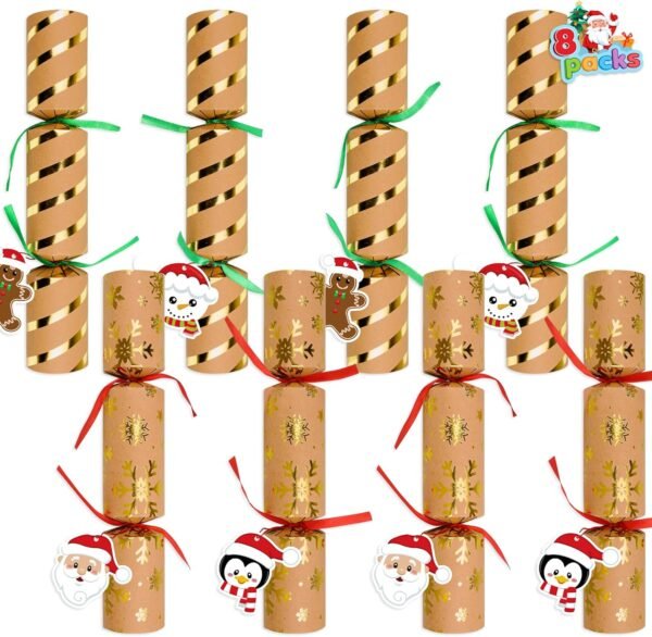 8 Christmas Party Favors with Snap Prizes Gifts Jokes Hats, No Snap Christmas Favors for Adults Kids Christmas Dinner Tradition Games Luxury Christmas Table Decorations Xmas Gifts Bulk Party Supplies - Image 2