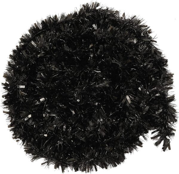 26.2 Ft Tinsel Garland Decoration for Holiday Tree Walll Home Office Event, Christmas, Birthday, Weddings, Party Decorations, Fluffy Twist for All-Season Indoor Outdoor Events - Black - Image 10