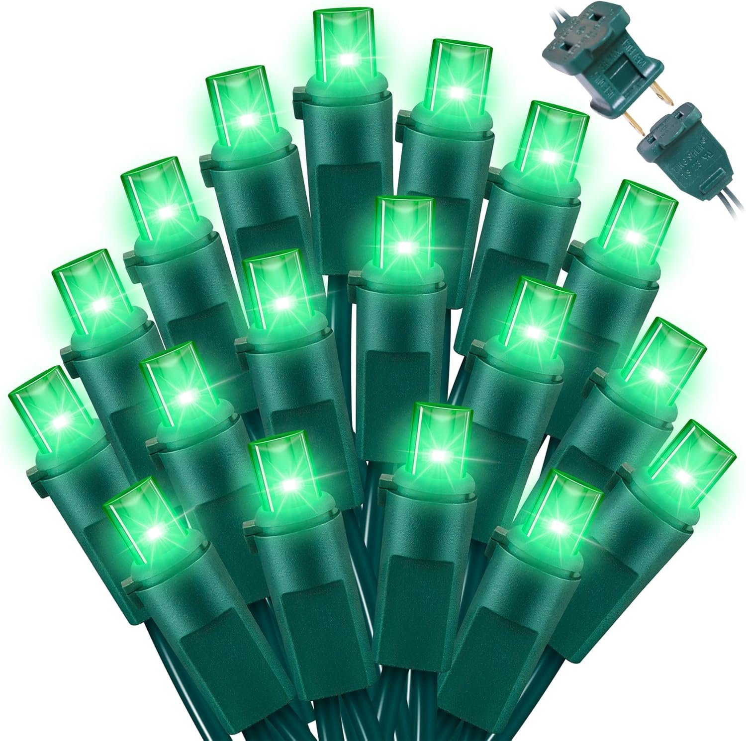100 Count Green- String Lights - 21.6FT LED Christmas Lights, Mini led Lights for Indoor Outdoor Home Holiday Party Wedding Independence Day Decoration - Image 2