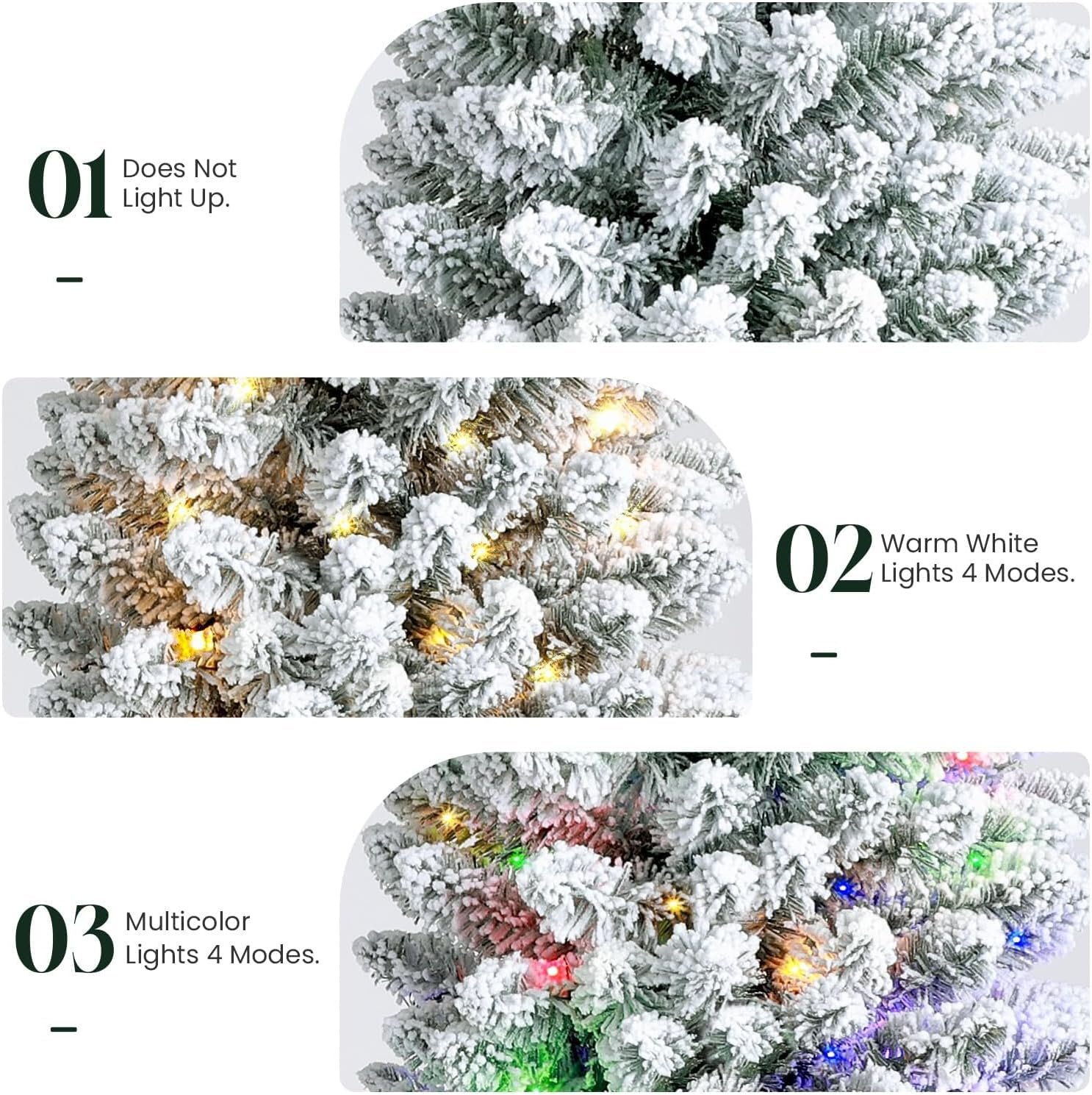 Snow Flocked Christmas Tree,Pre-lit Christmas with 8 Modes Remote,Artificial Pencil Christmas Tree for Holiday, Party Decoration (7.5ft) - Image 3