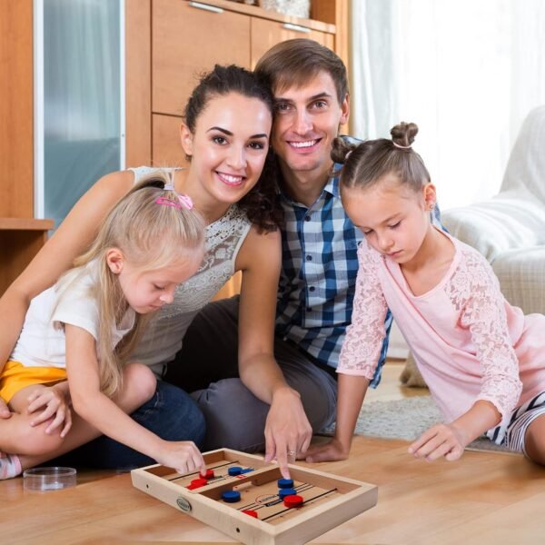 Fast Sling Puck Game Toy,2-in-1 Board Game: Includes Checkers & Chess. Solid Wood Winner Slingshot. Foosball and Air Hockey or Birthday Party Present for Kids & Adults - Image 10