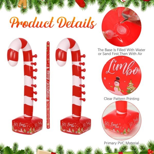 Christmas Candy Cane Striped Inflatable Limbo Game for Adults Inflatable Limbo Party Game Fun Limbo Carnival Game for Vacations Indoor Outdoor Party Supplies - Image 4