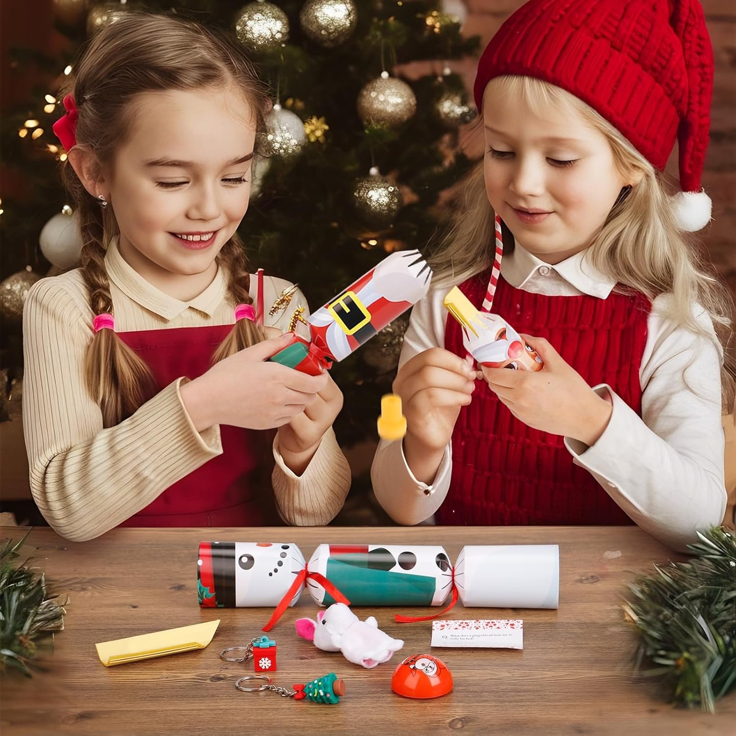8 Pack Christmas Crackers - Christmas No-snap Party Table Favors, with Seal, Joke & Little Gift Inside, Tradition Fun Christmas Poppers for Granddaughter Xmas Gift Crakers Fiesta Christmas Party Decor - Image 4