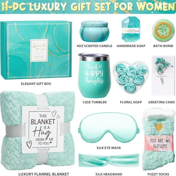 Birthday Gifts for Women Self Care Gifts Get Well Soon Gifts, Ocean Relaxing Spa Gifts Basket Care Package w/ Luxury Flannel Blanket, Unique Christmas Gifts Idea for Mom Her Best Friends Sister Wife - Image 3
