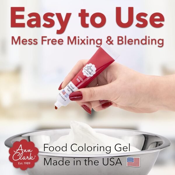 Ann Clark Professional-Grade Gel Food Coloring Made in USA .7 oz, 12 Colors - Image 8