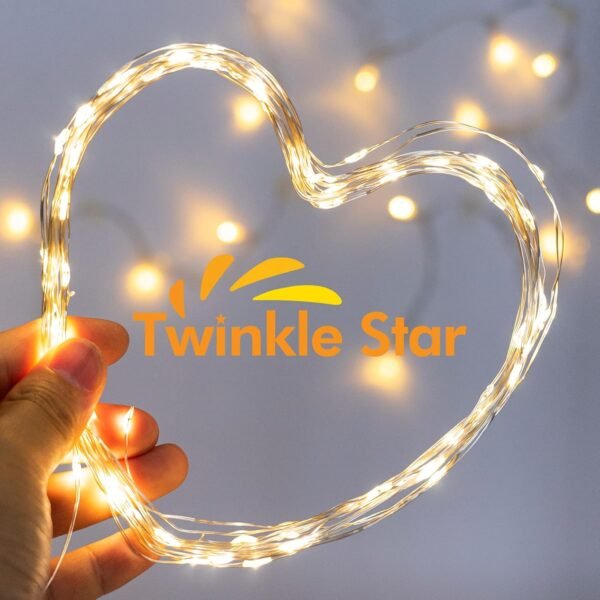 Twinkle Star 33FT 100 LED Silver Wire Fairy String Lights for Christmas Wedding Party Home Holiday Decoration,Battery Operated, Warm White, Pack of 1 - Image 8