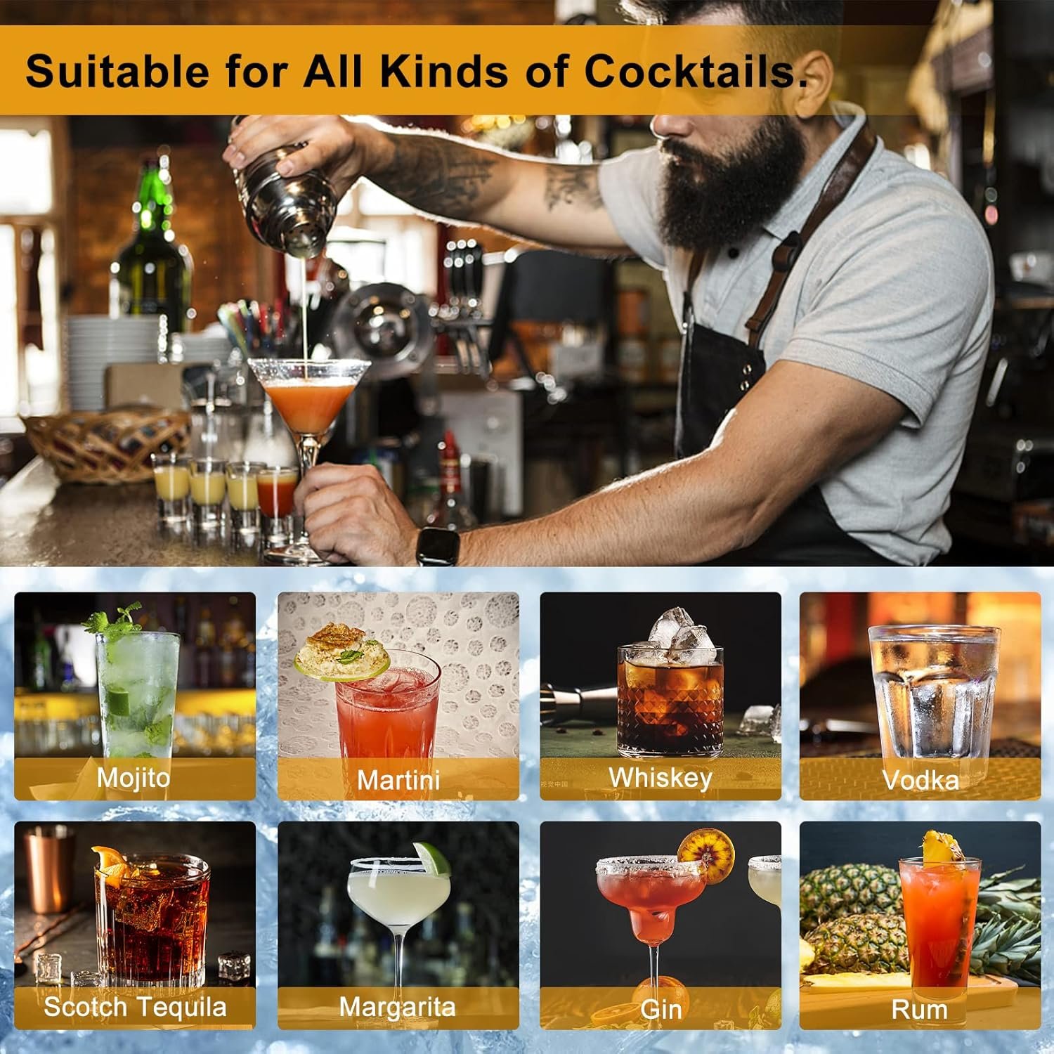 30pcs Mixology Bartender Kit with Stand, 25oz Bar Set Cocktail Shaker Set, Professional Bartending Kit Home Bar Tools Set Bar Accessories Father's Day - Image 6