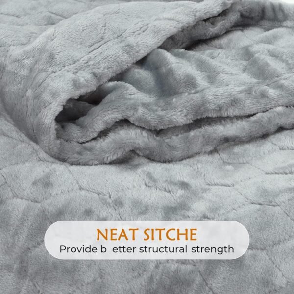 TOONOW Fleece Blanket Super Soft Cozy Throw Blanket 50" x 60", Lightweight Fuzzy Comfy Textured Flannel Blanket Warm Plush Throw Blankets for Couch, Sofa, Bed, Light Grey - Image 6