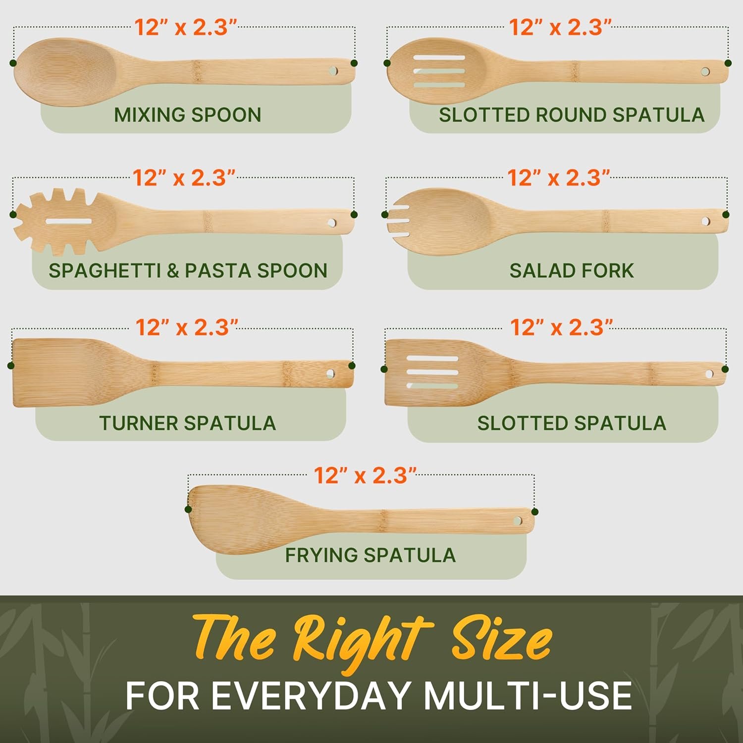 Wooden Utensil Set, Bamboo Wooden Cooking Utensils, Kitchen Gift Ideas – 7 PCs Easy to Clean Wooden Kitchen Utensil Set, Sturdy, Lightweight & Heat Resistant - Image 4