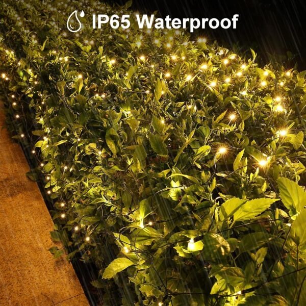 Solar Net Mesh String Lights Outdoor Waterproof 9.8ft x 6.6ft 200 LEDs Tree-wrap Lights,Dark Green Cable,8 Modes Outdoor Mesh Lights for Party Christmas Wedding Garden Home Patio Lawn - Warm White - Image 8