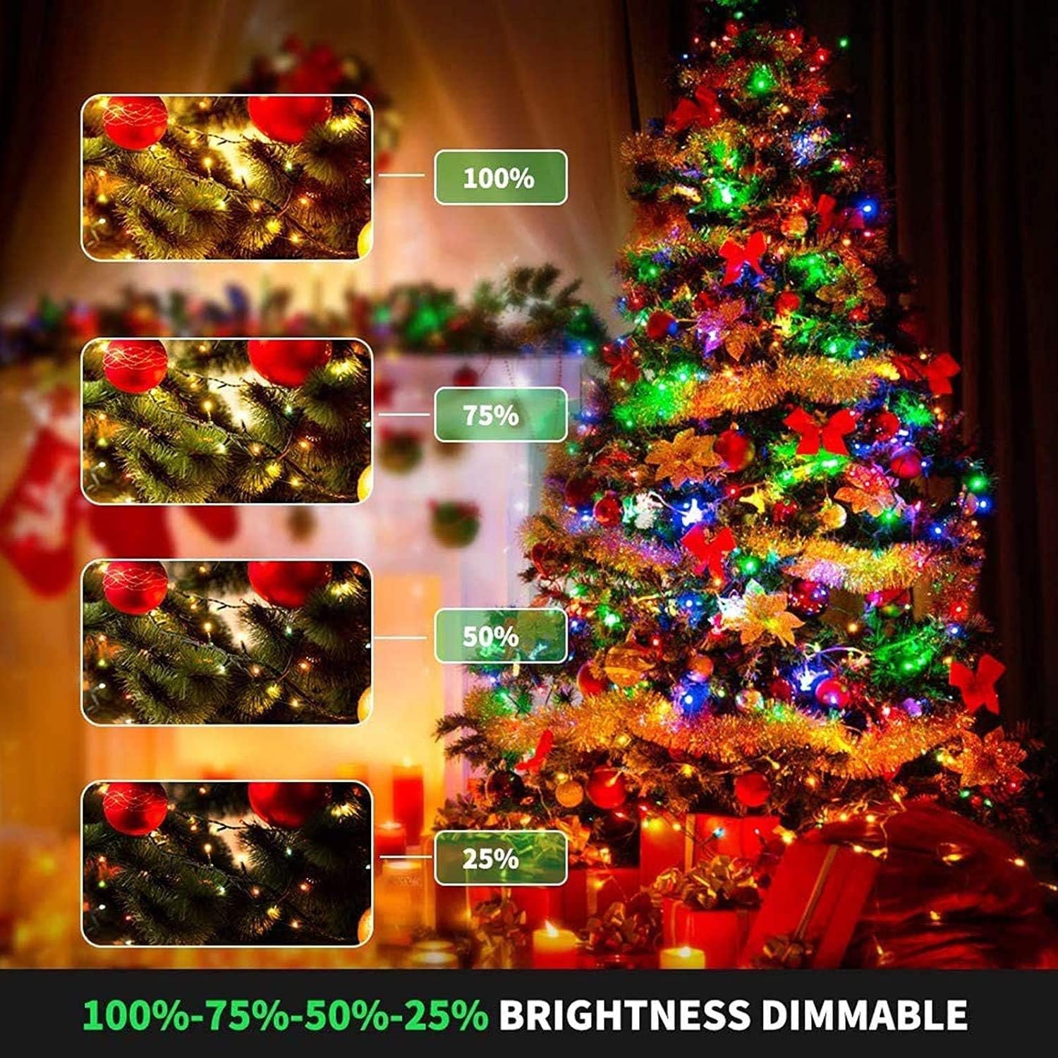 Christmas Lights 300 LED 108FT Color Changing Christmas Tree Lights with Warm White & Multicolor, 11 Modes Waterproof and Connectable Christmas String Lights with Remote for Xmas Decorations - Image 7
