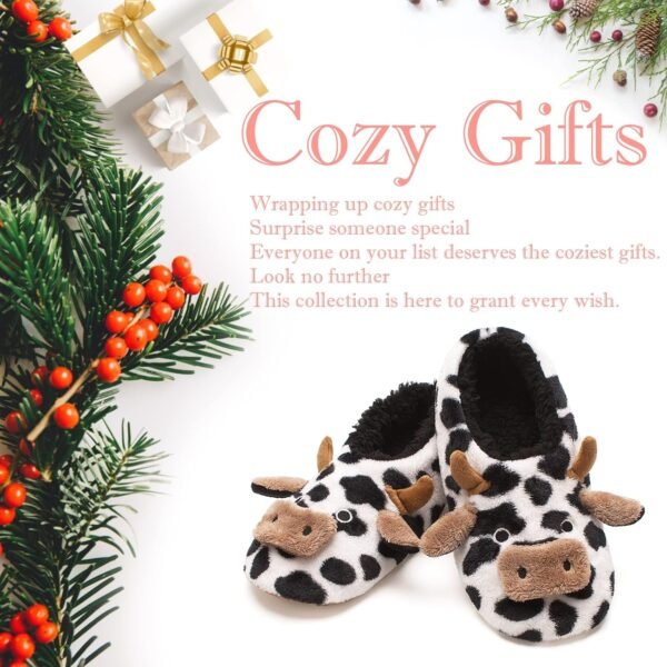 Cute Animal House Slippers, Warm Fuzzy Slipper Socks with Grippers Non Slip, Cozy Funny Gifts - Image 6