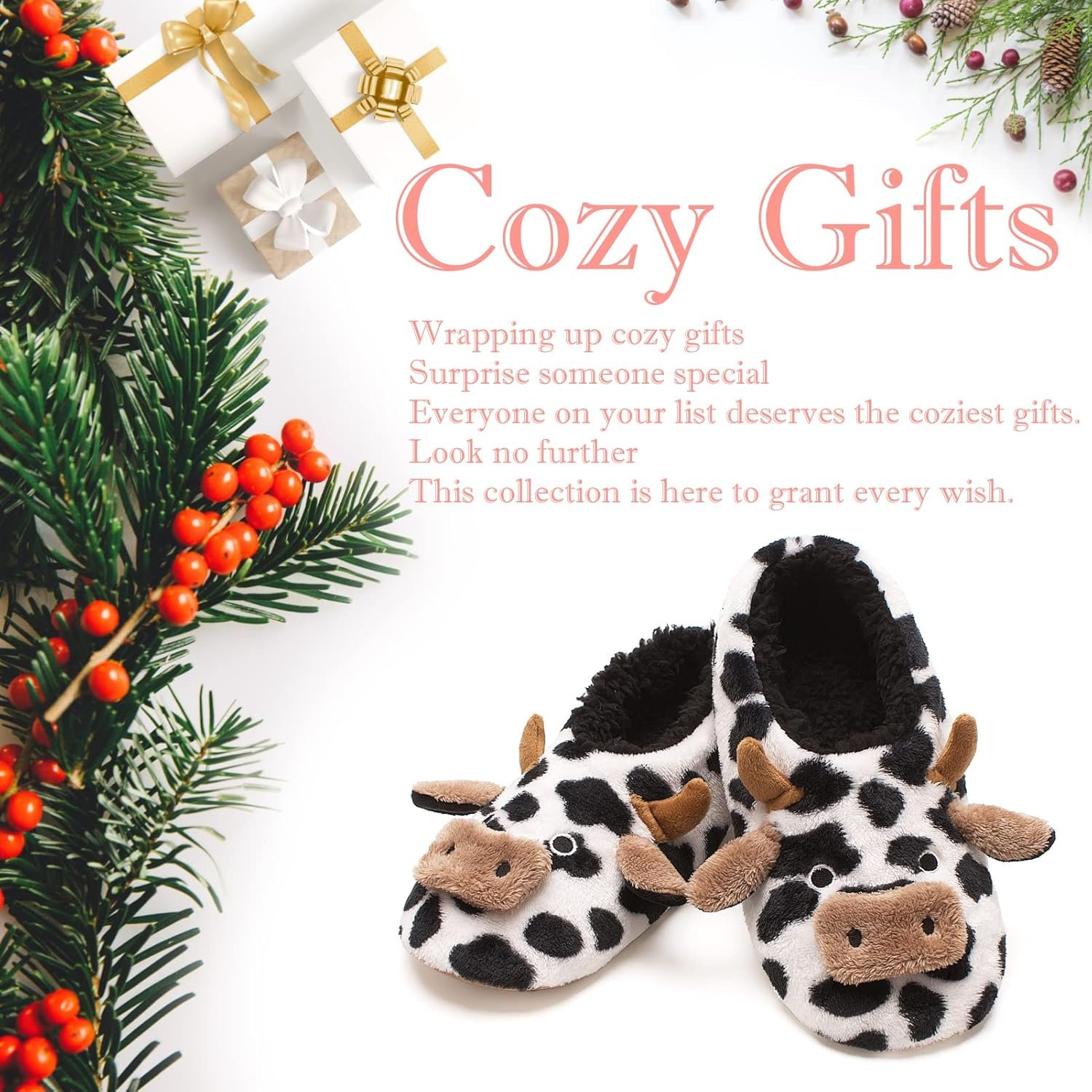 Cute Animal House Slippers, Warm Fuzzy Slipper Socks with Grippers Non Slip, Cozy Funny Gifts - Image 6