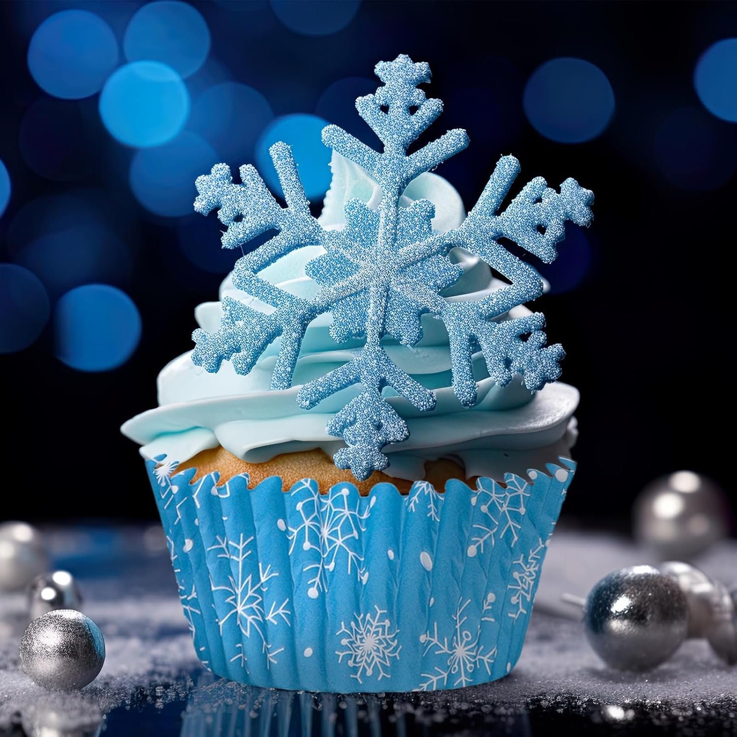 Whaline 600Pcs Christmas Winter Cupcake Liners Snowmen Snowflake Blue White Cupcake Wrappers Baking Cups Holders Xmas Holiday Muffin Liners for Party Supplies Decor - Image 8