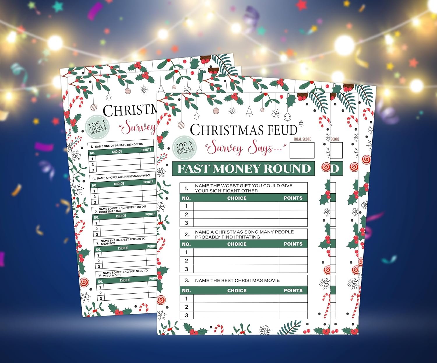 QOFO Christmas Friendly Feud Game - The Hilarious Party Game of Guessing Top Answers,Feud Game for Adults,Christmas Party Game,Classroom Game,Family Game Night,Team Ice Breaker Game-6 - Image 5