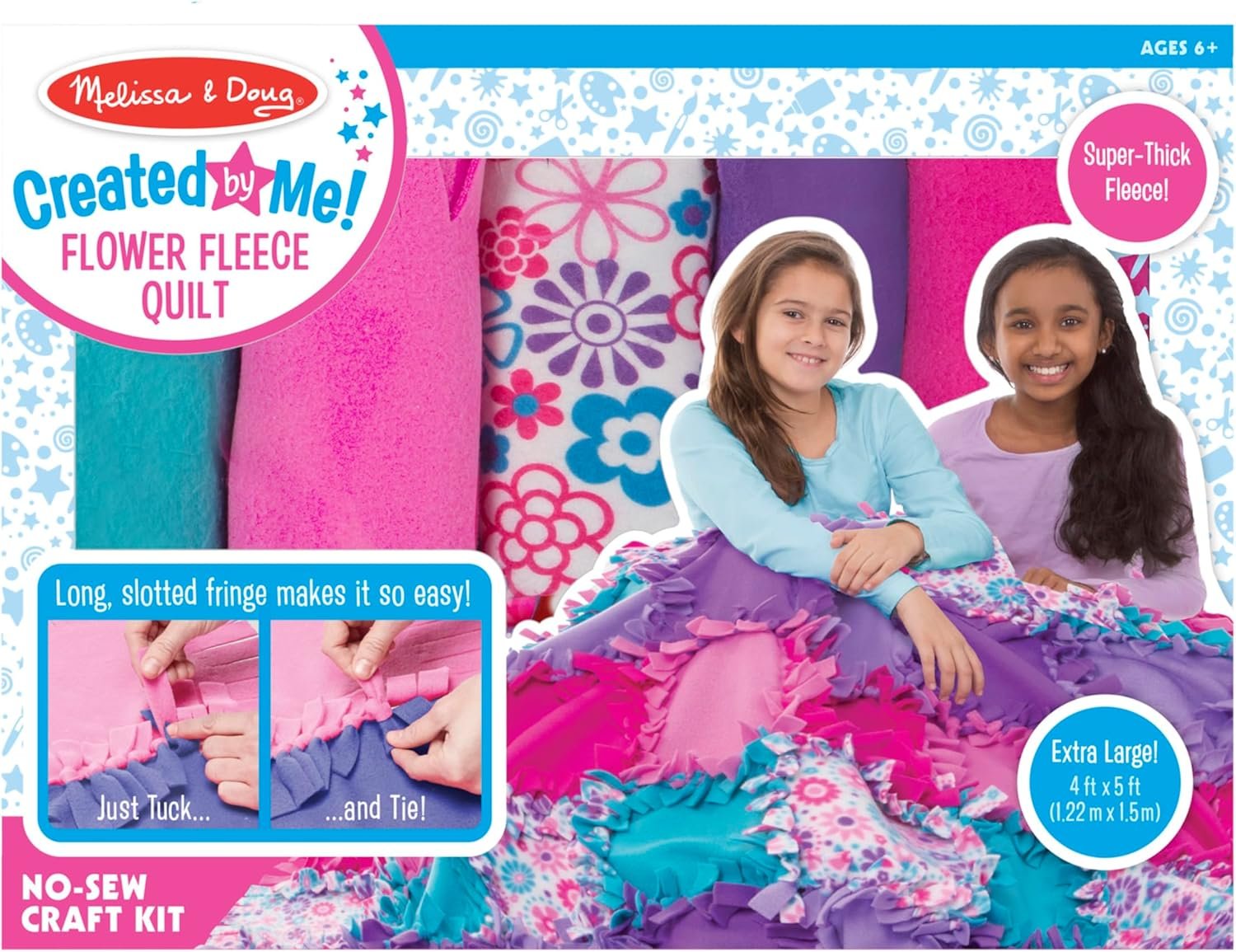 Melissa & Doug Created by Me! Flower Fleece Quilt No-Sew Craft Kit (48 squares, 4 feet x 5 feet) - Image 2
