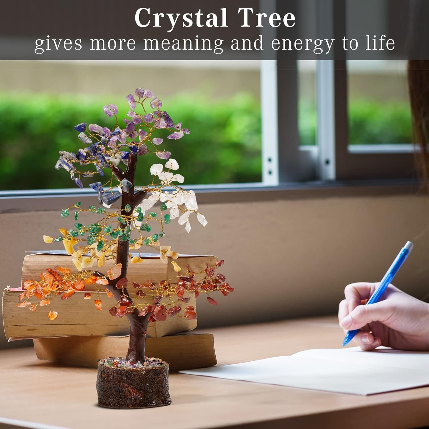 Crystal Tree of Life 7 Chakra Healing Crystal Trees for Home Decor, Office Desk Decor, Living Room Decor, Handmade Bonsai Trees for Positive Energy, Money, Good Luck Birthday Gifts for Women, Mom - Image 10