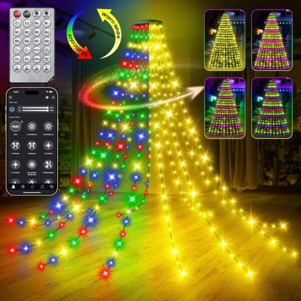 30+ Modes Smart Ring Christmas Tree Lights Indoor Outdoor - 6.56Ft x 12 Lines 288 LED Easy App Control Color Changing Timer Remote Waterproof for 6 7 Ft Xmas Trees (Warm White or Multicolor) - Image 2