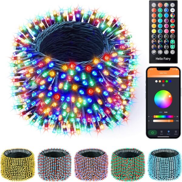 Minetom Color Changing Christmas Lights Outdoor, 66Ft 200 LED Smart RGB String Lights App Controlled, Dimmable Timer Twinkle Christmas Tree Lights, Xmas Tree Lights Plug in for Xmas Tree Party Decor - Image 2