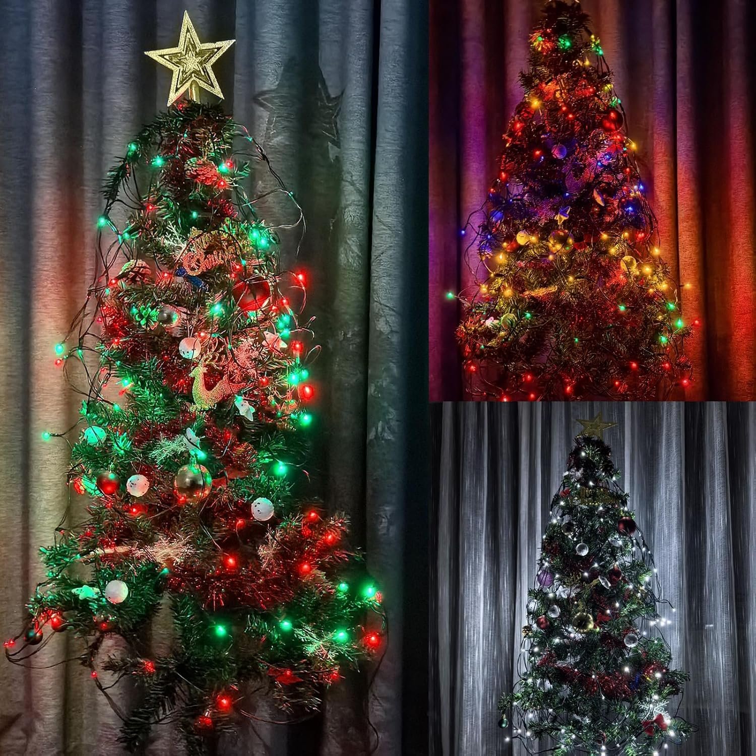 2 Pack Battery Operated Net String Lights 4.9x3.9Ft 100LED-Light 8 Modes Mesh Waterproof Wide Angle LED Curtain Lights for Christmas Xmas Garden Yard Party Wedding and Holiday Decor(Multi Color) - Image 9