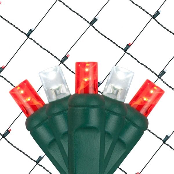 LED Red and White Net Lights Outdoor LED Holiday Lights Net, Outdoor Decorative Lights Christmas Net Lights, Hedge Christmas Lights, Set of 100 (4 x 6 ft, 5mm Lights, Red/Pure White) - Image 2