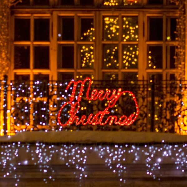 [Large 24"x13.5" 180 LED Merry Christmas Neon Motif Super-Bright Red LEDs Outdoor Christmas Decoration with UL Standard Adaptor Waterproof for Outdoor Home Party Wall Hanging Holiday - Image 6