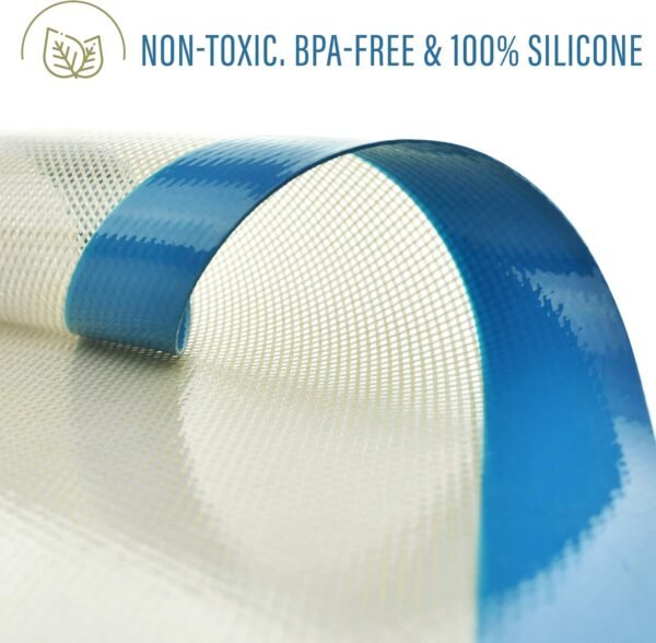 Silicone Baking Mat Set of 5-2 Half Sheets (Macaron & Cookie Circle On Mat) + 1 Quarter + 1 Round & 1 Square Size Silicone Baking Sheet - Nonstick & Easy to Clean - 100% Silicone Mats for Baking - Image 8