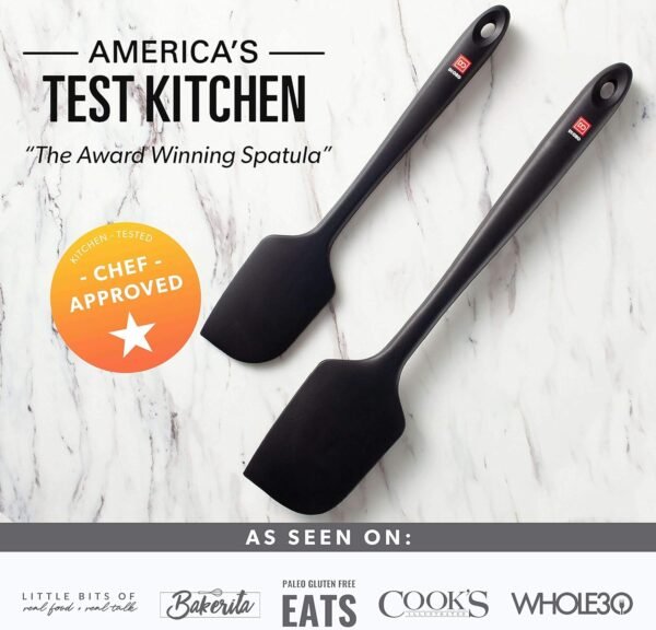 DI ORO Silicone Spatula Set - Rubber Kitchen Spatulas for Baking, Cooking, & Mixing - 600°F Heat-Resistant & BPA Free Silicone Scraper Spatulas for Nonstick Cookware - Dishwasher Safe (5pc, Black) - Image 9