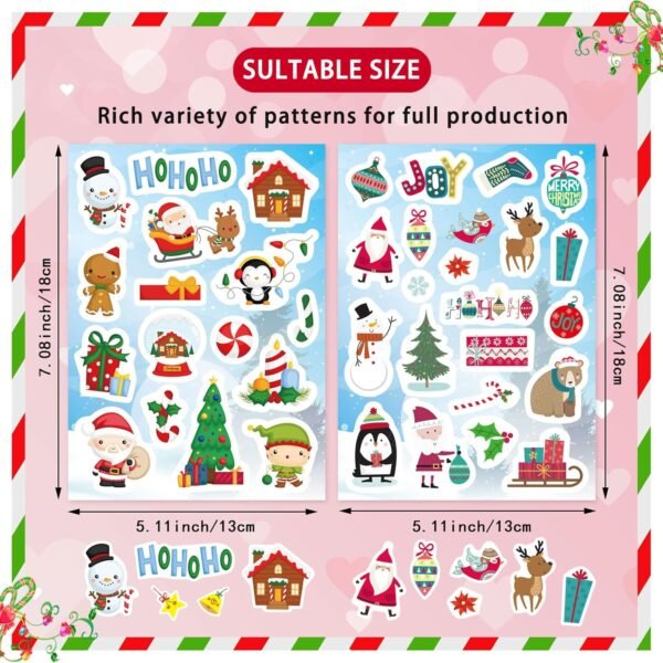 Christmas Theme Stickers, 284pcs Christmas Stickers for Kids, Merry Christmas Stickers Non-Repeating, Adhesive Xmas Winter Holiday Party Stickers, Christmas Goodie Bag Fillers Christmas Party - Image 3