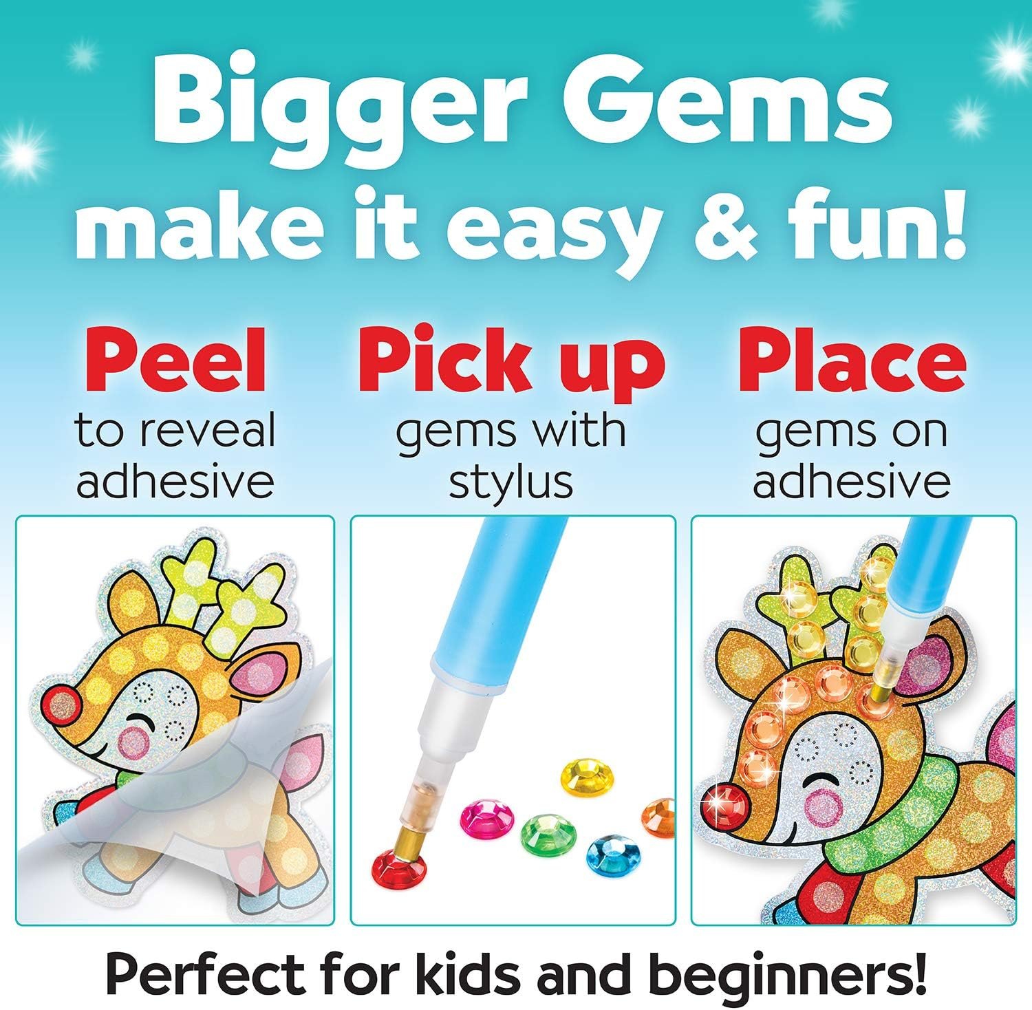 Creativity for Kids Big Gem Diamond Painting Kit: Holiday Stickers and Suncatchers, DIY Christmas Crafts for Kids - Image 4