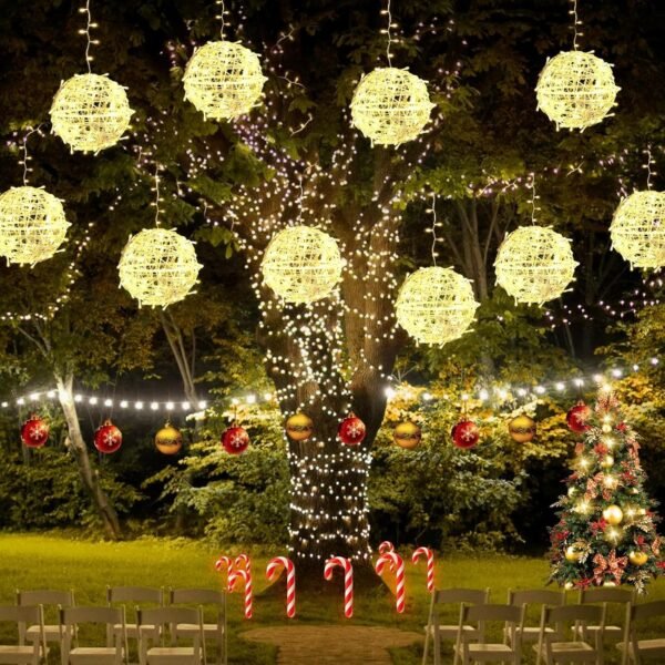 Christmas String Lights Outdoors,4 Pack 7.98" Sphere Lights,Ball Tree Garden Globe Lights for Home, Party, Christmas, Porch Patio,Wedding, Garden,Tree Decoration with Plug - Image 2