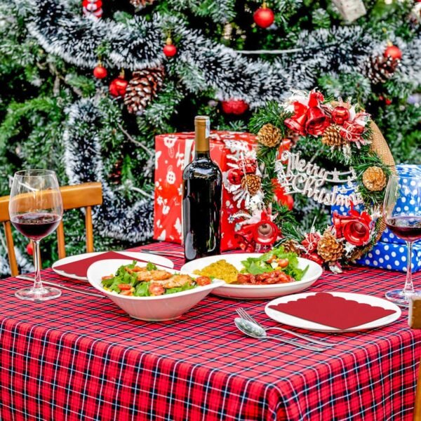 120 Pcs Red Napkins,Scalloped Red Cocktail Napkins Disposable Beverage Napkins Red Paper Napkins for Christmas Birthday Wedding Baby Shower, 5 x 5 Inch - Image 8