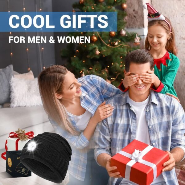 Mens Gifts Beanie Hat with Light: Stocking Stuffers Women Men Rechargeable Cap LED Flashlight Winter Hats Gift Ideas for Dad - Image 9