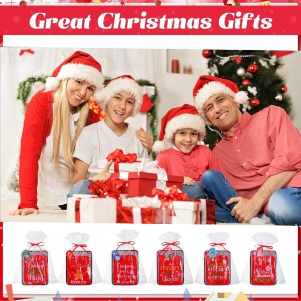 24 Pcs Christmas Pot Holders Baking Gift Set Christmas Silicone Spatulas Mini Baking Sheet Stainless Steel Whisk Christmas Bake Kit Pocket Potholders for Christmas Kitchen Gifts(Retro) - Image 8