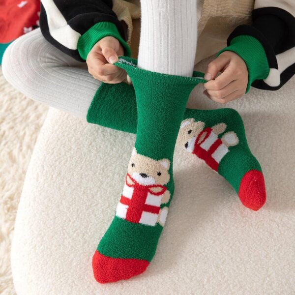 BISOUSOX Fuzzy Christmas Socks for Kids Boys Girls Gift Cute Fun Cozy Fluffy Winter Warm Slipper Xmas Dress Socks - Image 7