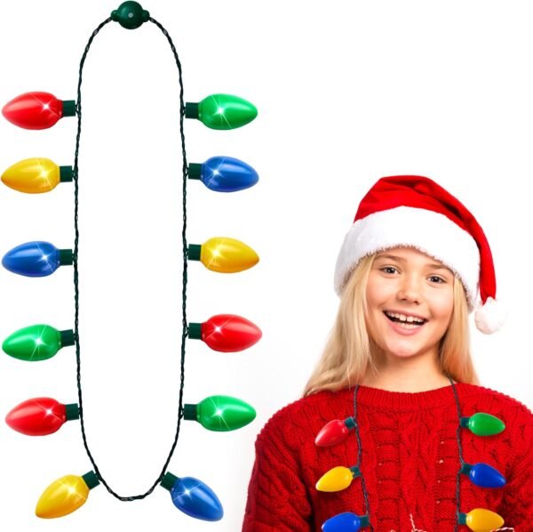 JOYIN 3 PCS Christmas LED Light Up Bulb Necklace Christmas Holiday Accessories Party Favors 12 LED Bulbs - Image 4