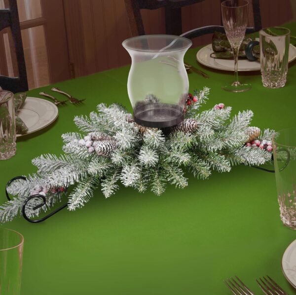National Tree Company Artificial Christmas Centerpiece | Includes 1 Candle Holder, Red Berries, Pine Cones, Snow, and Steel Base | Dunhill Fir, 30 Inch - Image 3