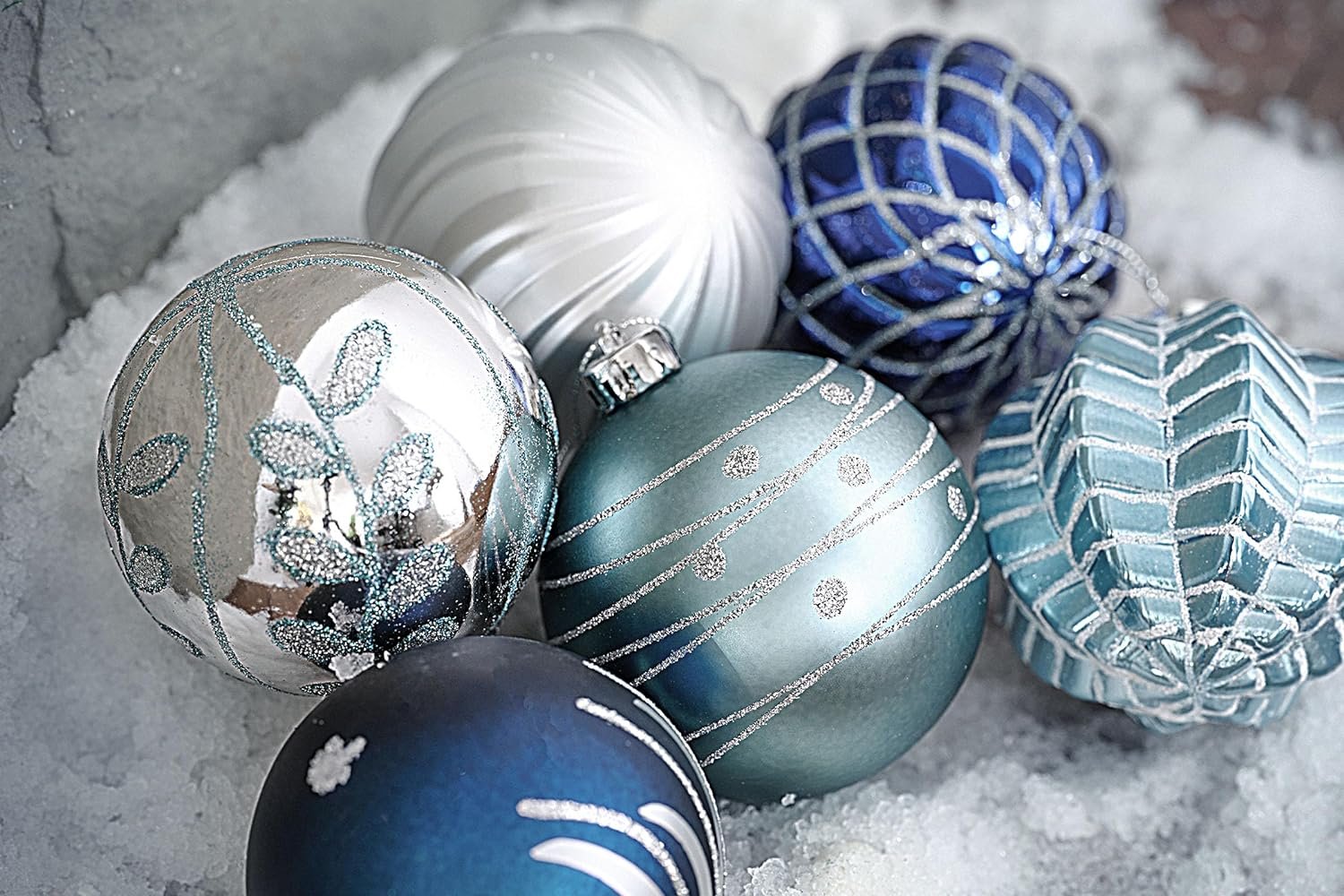 Valery Madelyn Christmas Ornaments Set, 16ct Navy Blue and Silver Shatterproof Fall Christmas Tree Decorations Ball Ornaments Bulk, 3.15 Inches Elegant Hanging Ornaments for Xmas Trees Decor - Image 5