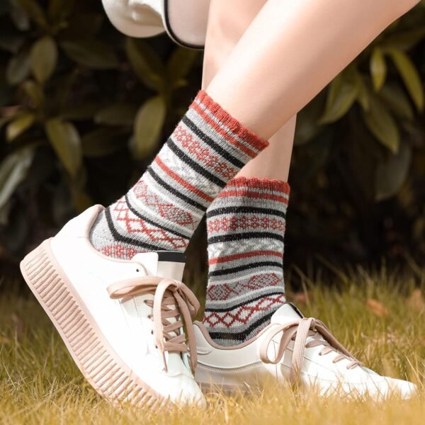 Trifabricy Wool Socks - Vintage Winter Warm Wool Socks for Women, Soft Cozy Socks, Thick Knit Boots Socks Gifts for Women Men - Image 8