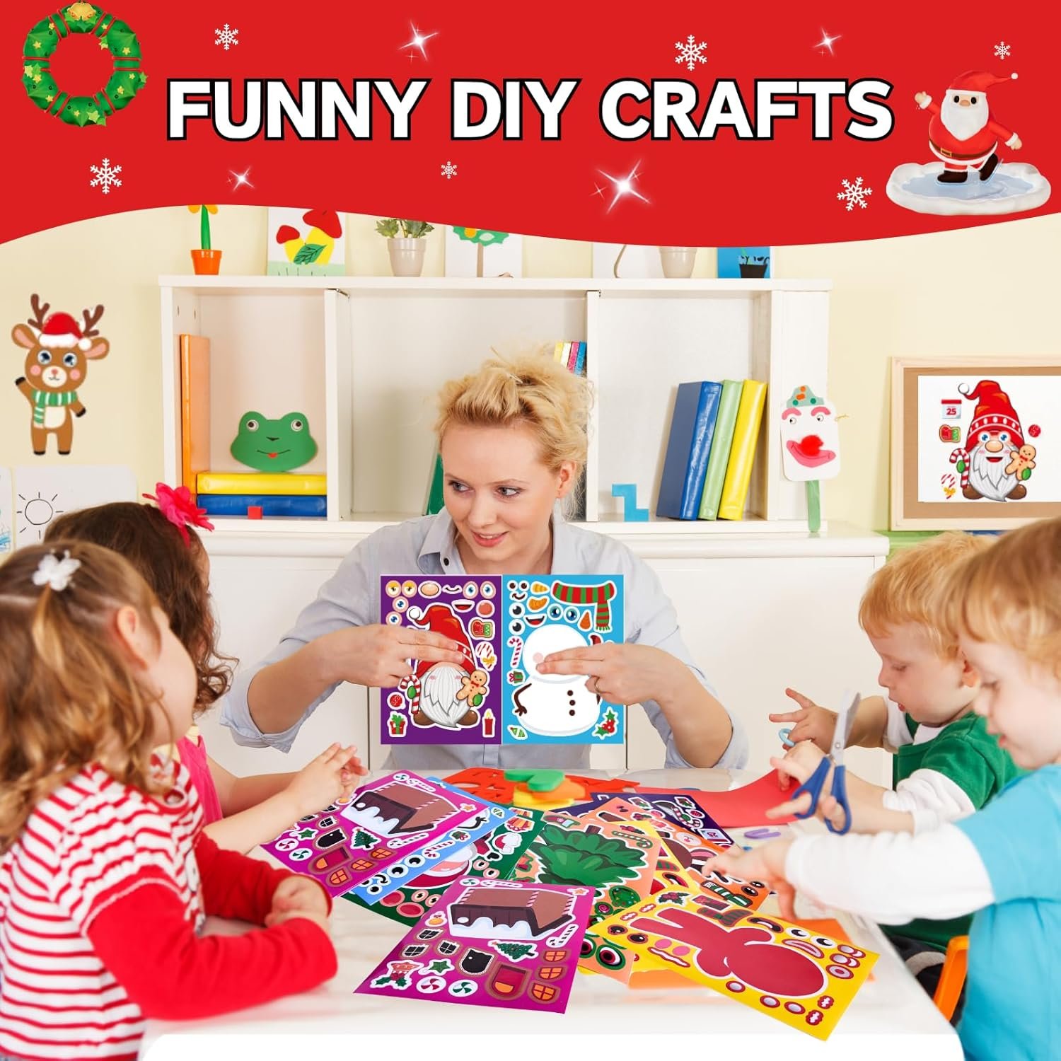 FunPaxido Christmas Stickers for Kids Party Craft: 32 Sheet Christmas Party Favors Stickers Holiday Craft Gifts for Kid Christmas Activities Games Gift Toy Classroom Rewards - Image 7