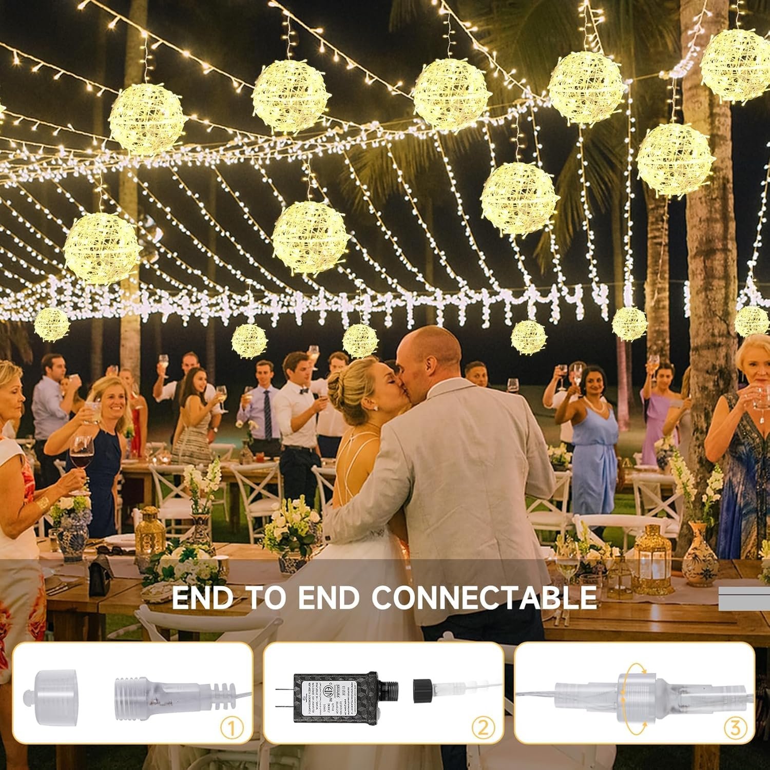 Christmas String Lights Outdoors,4 Pack 7.98" Sphere Lights,Ball Tree Garden Globe Lights for Home, Party, Christmas, Porch Patio,Wedding, Garden,Tree Decoration with Plug - Image 5