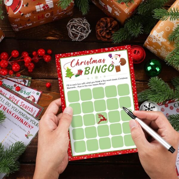150 Sheets Christmas Bingo Game Xmas Holiday Winter Party Supplies Favors Word Scramble Games Word Search Game Funny Christmas Party Game Set for Classroom Prizes, 6 Styles - Image 4