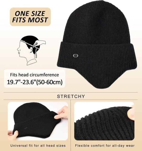 HiRui Knit Beanie Hats Winter Hats Ear Covers for Men Women-Warm Daily Headwear - Image 3