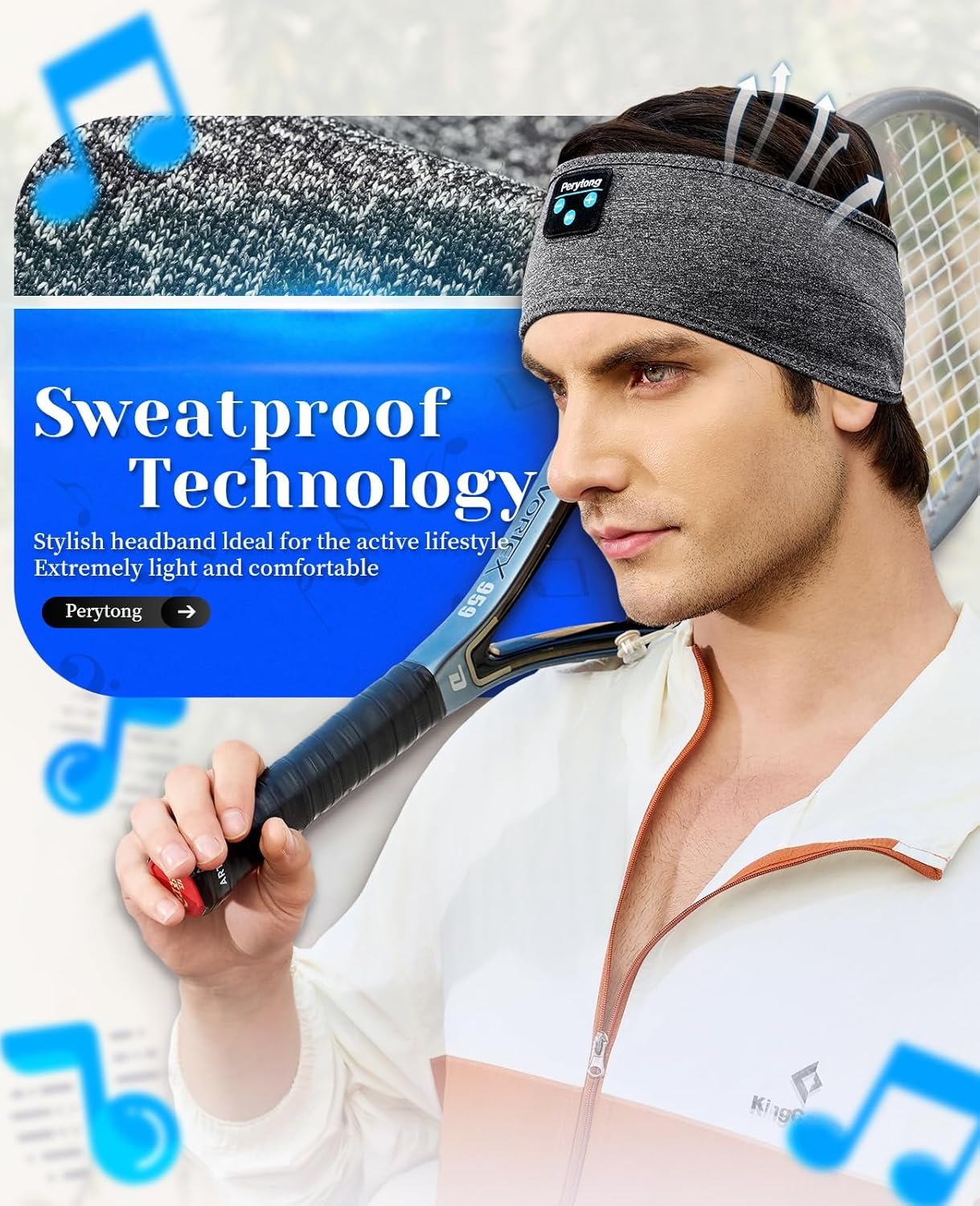 Perytong Sleeping Headphones Bluetooth Headband, Soft Long Time Play Sleeping Headsets with Built in Speakers Perfect for Workout,Running,Yoga,Travel, Darkgray - Image 3